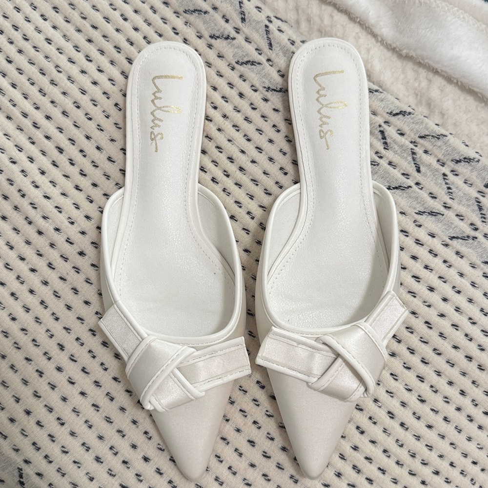 Lulus White Pointed Toe Mules